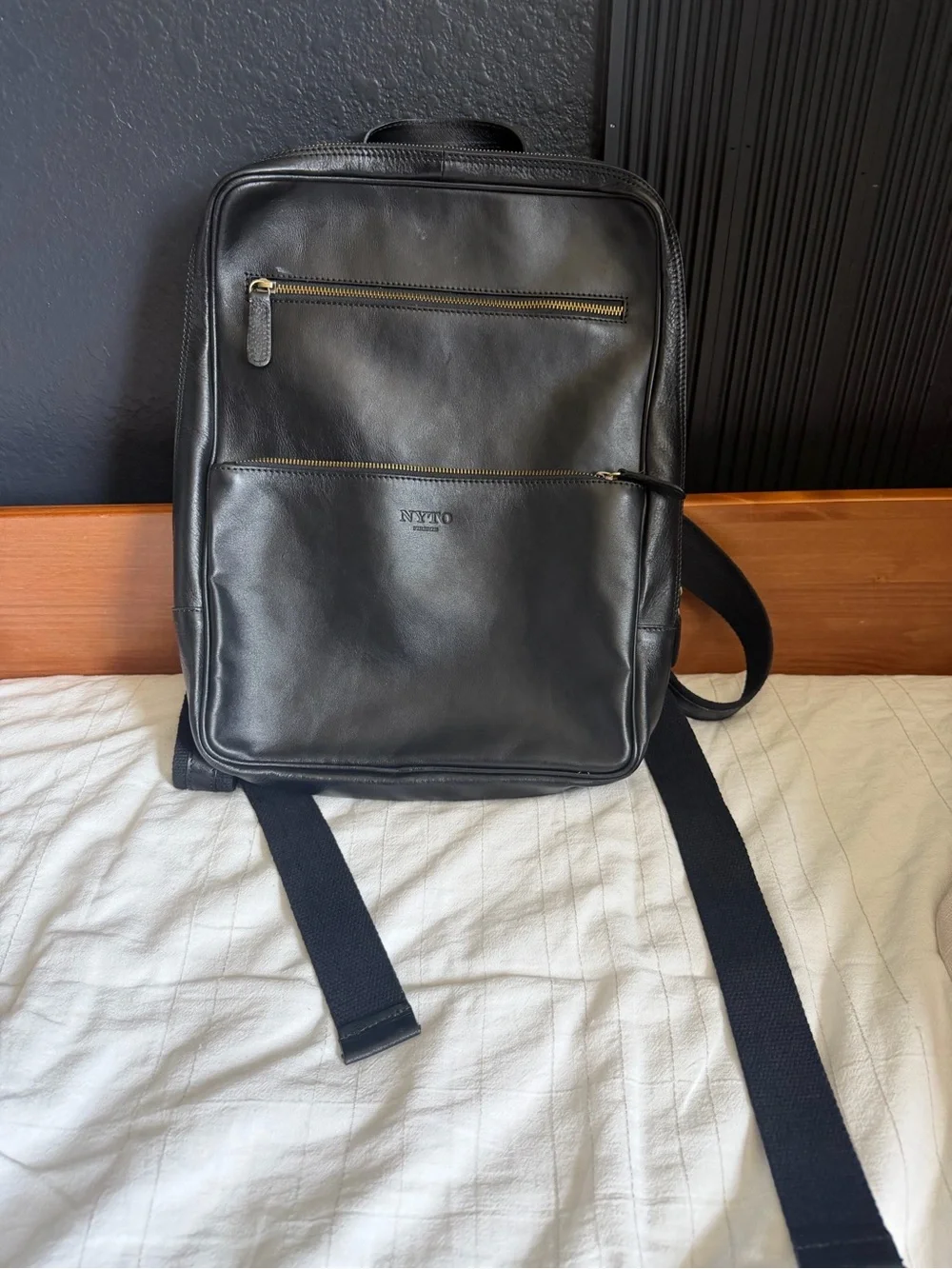 Genuine Italian Black Leather Men's Backpack - Classic Everyday Carry